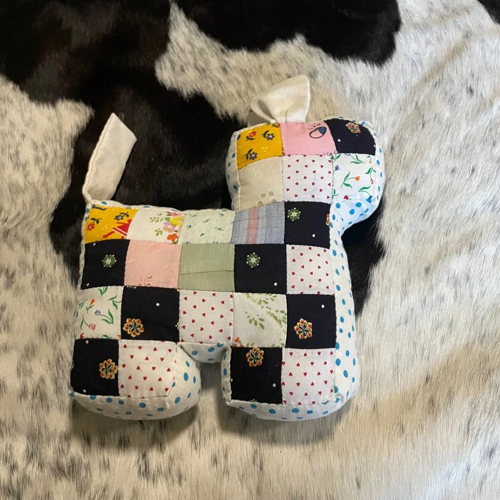 Handmade Quilted Patchwork Dog Plush Toy Pillow‎ Unique Decorative Gift